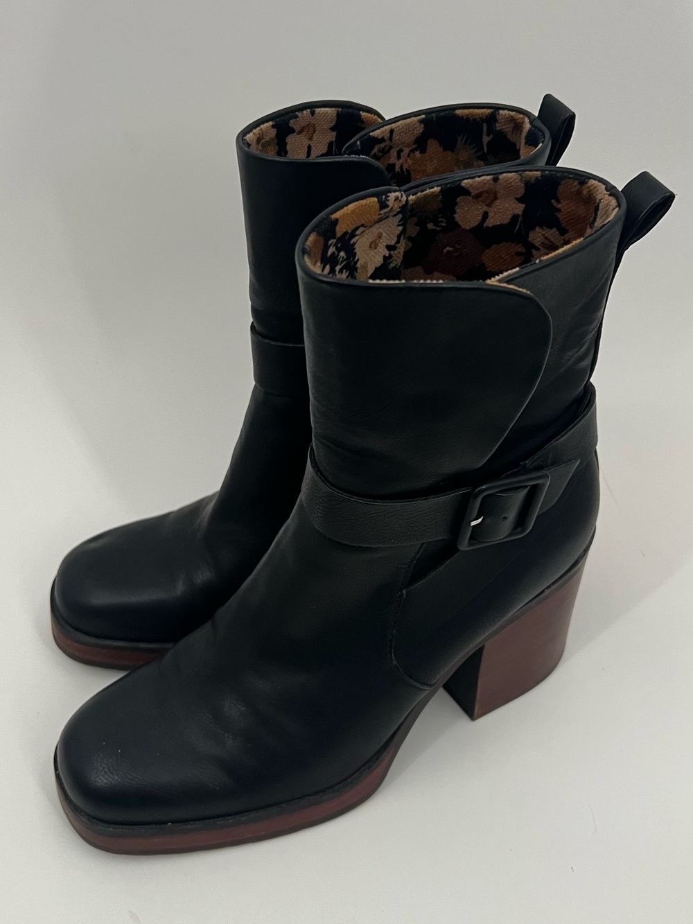 Kork-Ease Marci Black Leather Buckle Platform Boots